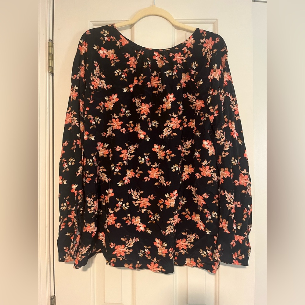 J. Jill Black and Orange Floral Blouse - Picture 3 of 5
